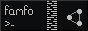 famfo's button, showing a terminal prompt and scrolling text